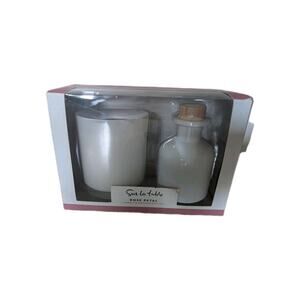 Sur La Table Soy Candle & Reed Diffuser Set‎ Rose Petal Glass Bottle Gift NIB